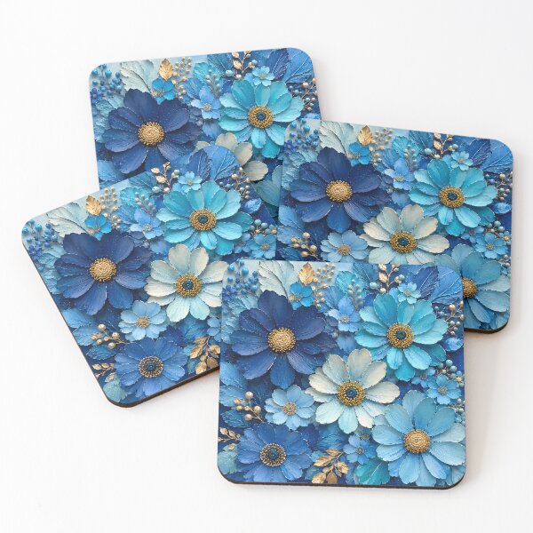 Item preview, Blue Floral Wall Art | Textured Botanical  Print | Luxury Abstract Flower Decor designed and sold by Ophira Bloom.