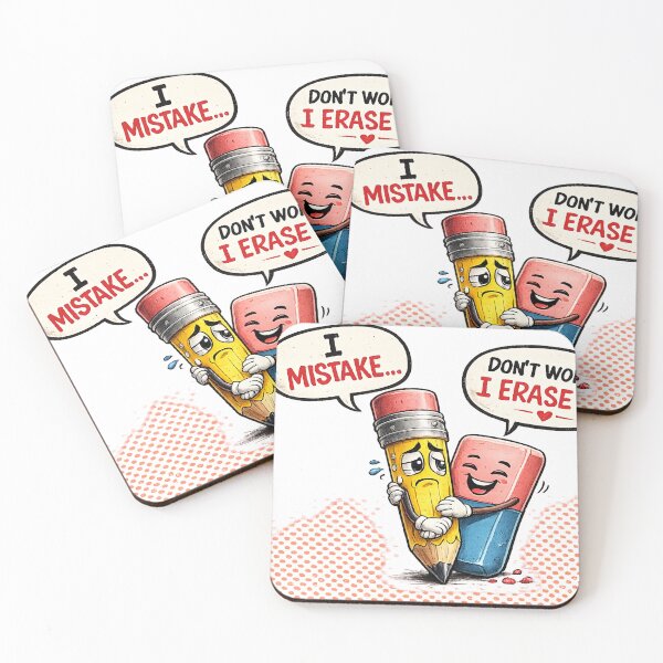 Item preview, I Make Mistakes, You Erase Them – Funny Pencil & Eraser Friendship Design designed and sold by CreativeNest Prints.
