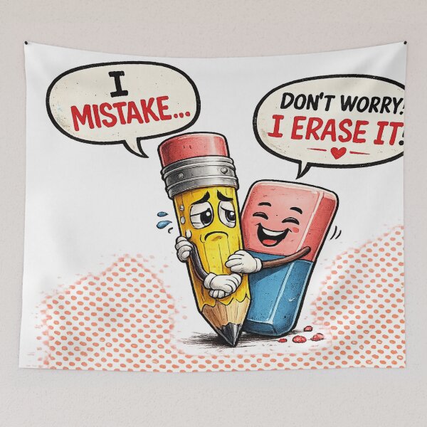 Item preview, I Make Mistakes, You Erase Them – Funny Pencil & Eraser Friendship Design designed and sold by CreativeNest Prints.