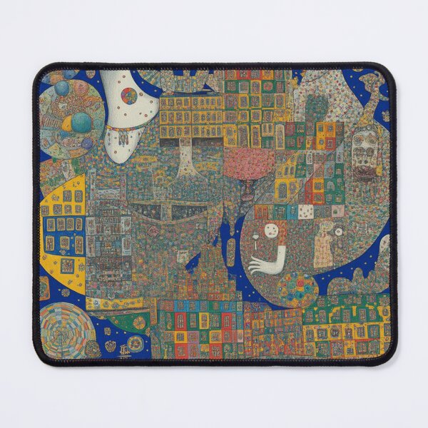 Item preview, Colorful Surreal Women Portrait with Geometric City and Folk Art Patterns designed and sold by EamonRidley.