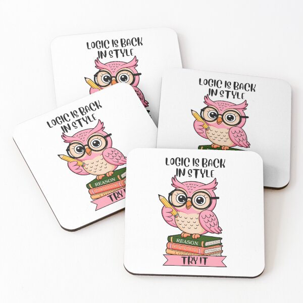 Item preview, Logic is Back in Style, Try It – Cute Pink Owl Reason Facts Logic Funny designed and sold by Marginally Unhinged.