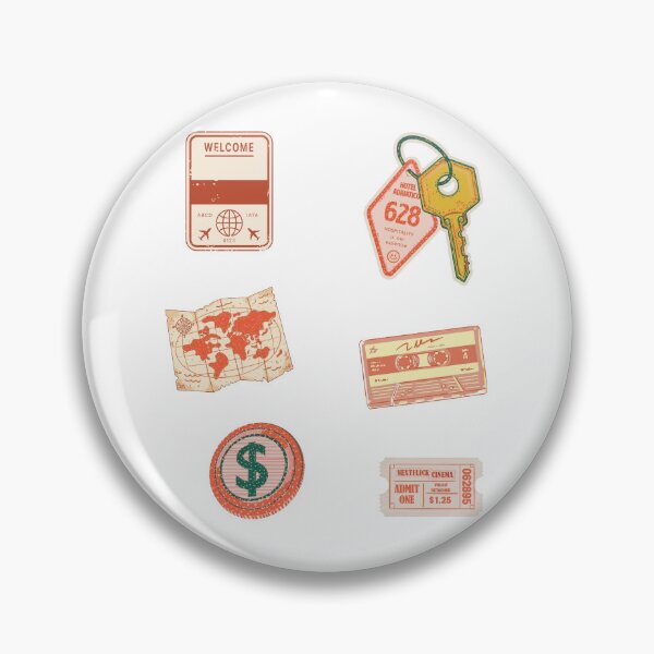 Item preview, Vintage Travel Essentials Sticker Pack | Passport, Hotel Key, World Map, Cassette Tape & Retro Adventure Stickers designed and sold by ravenRM.