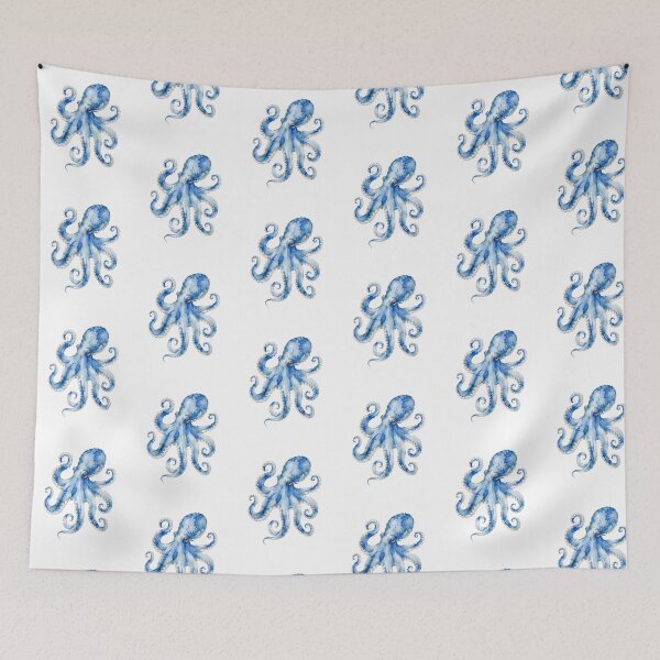 Item preview,  Blue Nautical Octopus Watercolor Painting designed and sold by SOUFIANE1991.