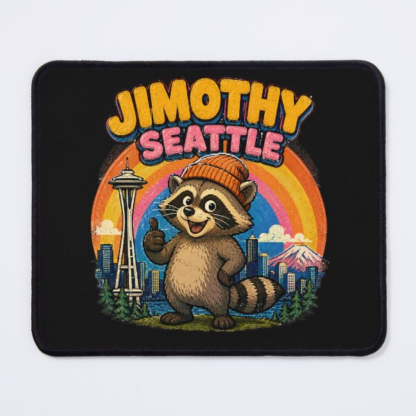 Item preview, Jimothy Seattle Raccoon Retro Sunset Art designed and sold by TSshirtShoppe.