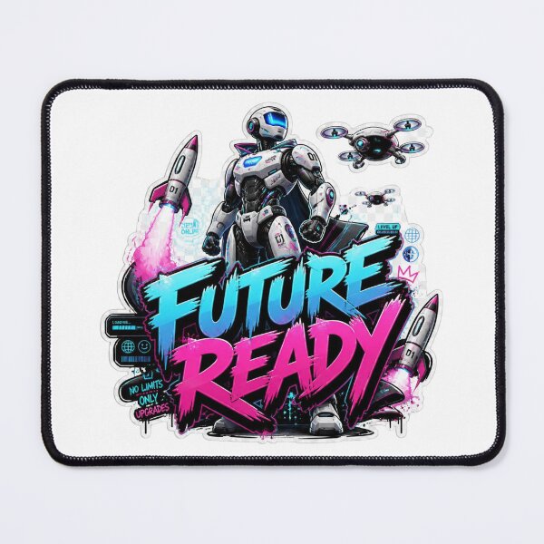 Item preview, FUTURE READY Graffiti Sticker PNG | Futuristic Robot Tech Design | AI Engineer Cyberpunk Vinyl Decal for Laptop, Notebook & Gamer Setup designed and sold by Stylestickers55.
