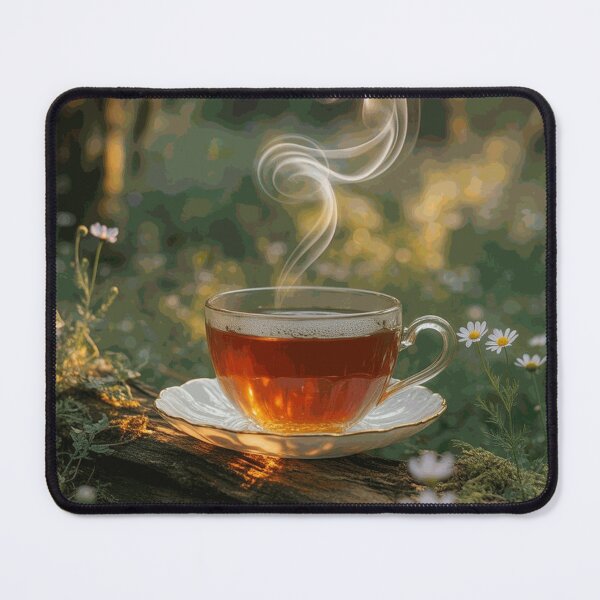 Item preview, Peaceful Hot Tea Cup on a Mossy Log in a Sunlit Forest designed and sold by EamonRidley.