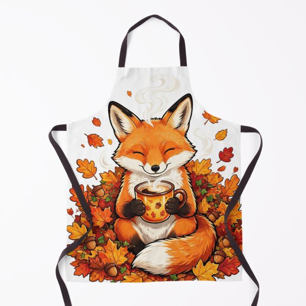 Item preview, Fox drinking coffee in autumn leaves. designed and sold by Chidiwhite Concept .