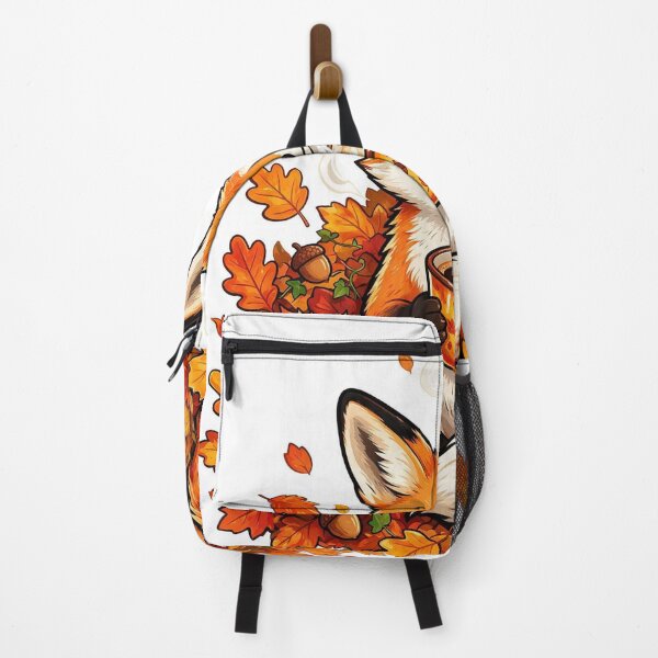 Item preview, Fox drinking coffee in autumn leaves. designed and sold by DVerse Studio.