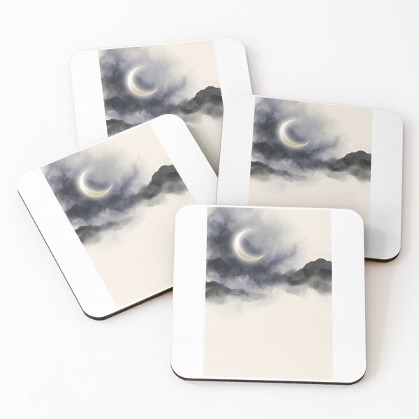 Item preview, Japanese Moon Art | Minimal Sumi-e Crescent Moon Wall Art designed and sold by Wagara-J.