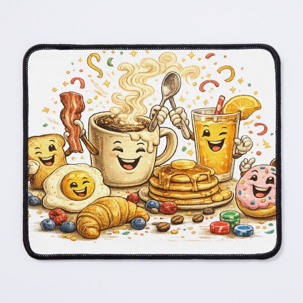 Item preview, Breakfast Squad Funny Cartoon Food Party Retro Vintage Design designed and sold by CreativeNest Prints.