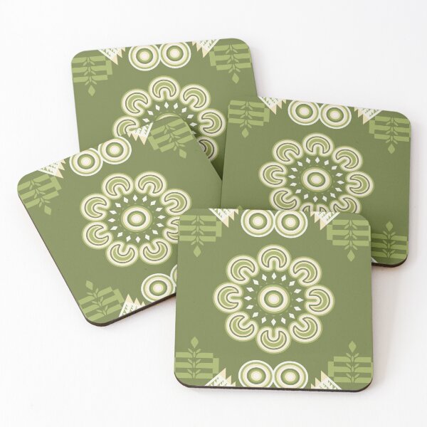 Item preview, Olive Green Geometric Ornamental Seamless Vector Pattern with Abstract Floral Mandala Design designed and sold by CHANCHANAI.