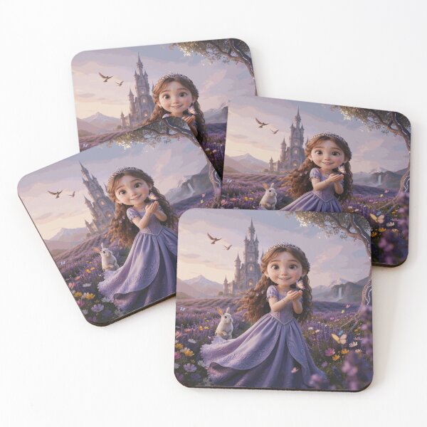 Item preview, Cute Lavender Princess with Butterfly Rabbit and Fairytale Castle designed and sold by EamonRidley.