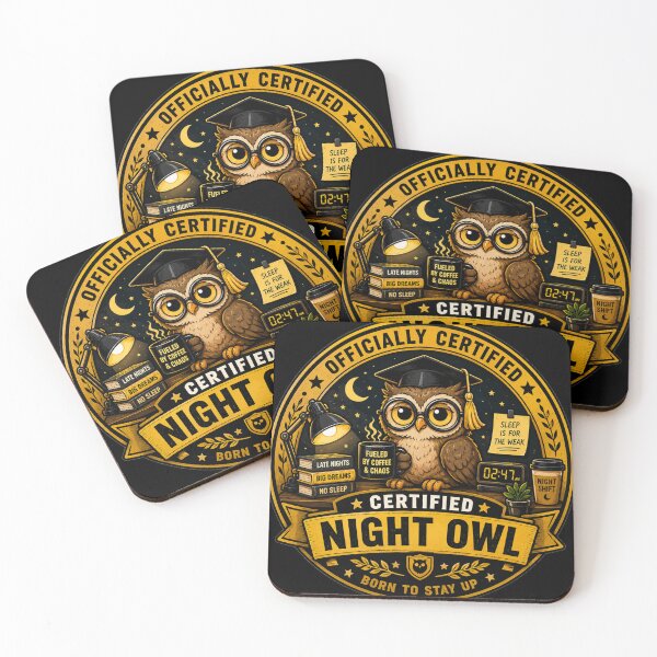 Item preview, Certified Night Owl | Funny Owl Badge Sticker & T-Shirt | Born to Stay Up designed and sold by FuzzDrive.