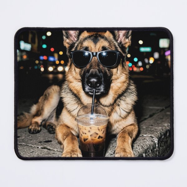 Item preview, Cool German Shepherd Dog Iced Coffee Night City Street designed and sold by raedattia.