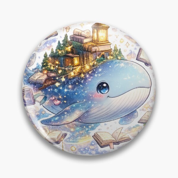 Item preview, Floating Library Whale Sticker designed and sold by blossomfun.