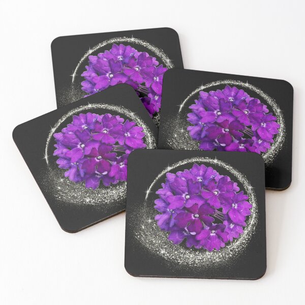 Item preview, Deep Purple Verbena Flower with Silver Glitter Ring designed and sold by BalkanBloom.