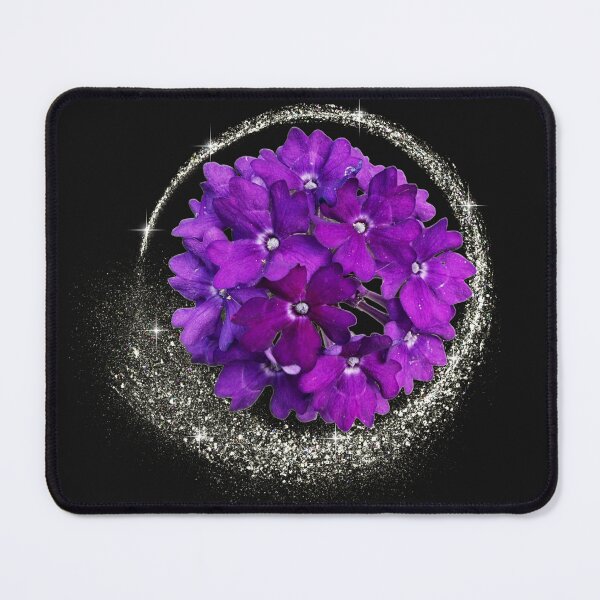 Item preview, Deep Purple Verbena Flower with Silver Glitter Ring designed and sold by BalkanBloom.