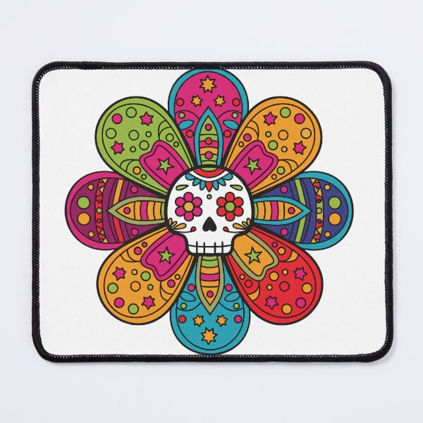 Item preview, Colorful Sugar Skull Flower | Mexican Folk Art Floral Mandala Illustration designed and sold by Ecocrushstudio.