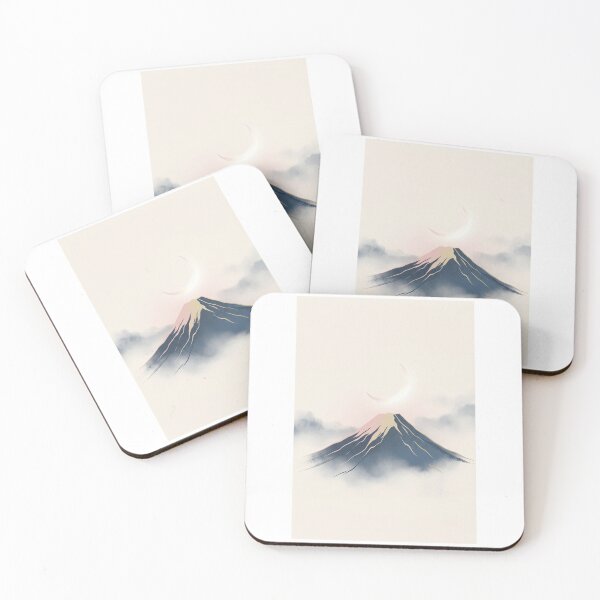 Item preview, Mount Fuji Crescent Moon Japanese Minimalist Art | Zen Landscape Wall Art | Sumi-e Inspired Decor designed and sold by Wagara-J.