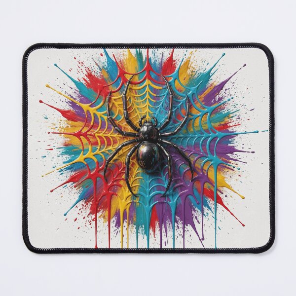 Item preview, Black Spider on a Rainbow Paint Splash Web Colorful Halloween Art designed and sold by EamonRidley.