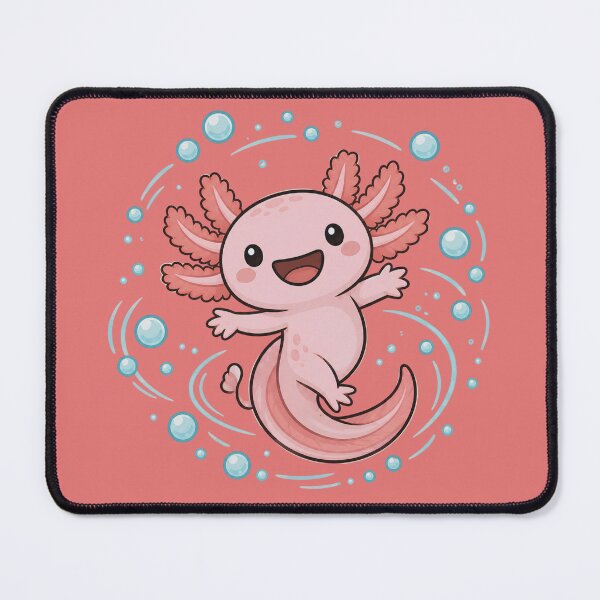 Item preview, Cute Pink Axolotl with Bubbles - Kawaii Happy Axolotl Art designed and sold by Knacky Print.