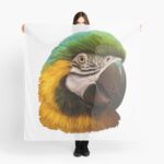 Blue and Gold Macaw Realistic Painting Scarf