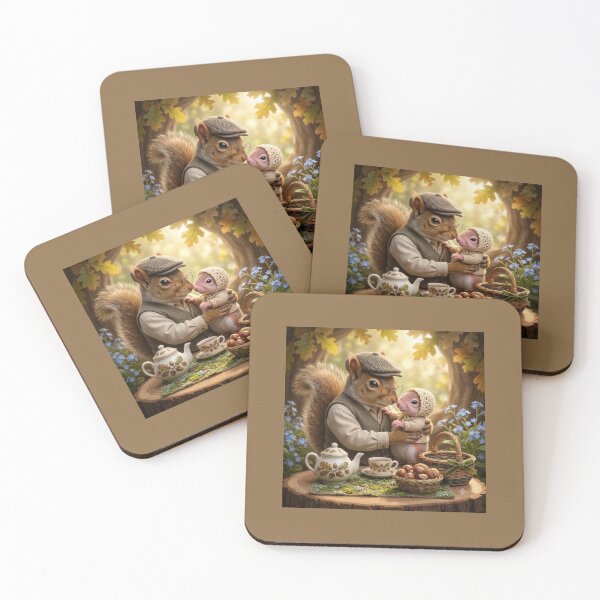 Item preview, ​Whimsical Woodland Tea Time With Squirrel And Mouse. designed and sold by JoyNest = "The nest of joy".