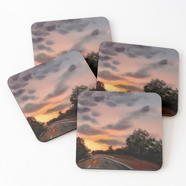 Item preview, Sunset Road Watercolor – Dreamy Landscape Journey | Minimal Scenic Travel Art designed and sold by Tsveti_watercolors.
