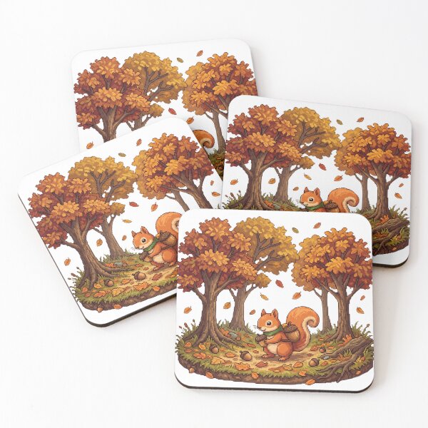 Item preview, Pixel Cute Autumn Squirrel Collecting Acorns | Cozy Fall Woodland Forest Animal designed and sold by anven.