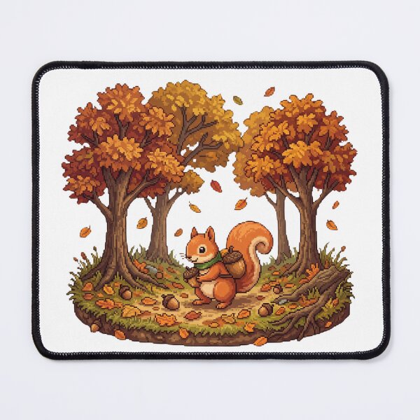 Item preview, Pixel Cute Autumn Squirrel Collecting Acorns | Cozy Fall Woodland Forest Animal designed and sold by anven.