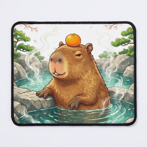 Item preview, Capybara relaxing in a hot spring designed and sold by DVerse Studio.