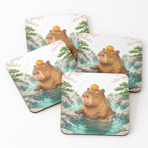 Item preview, Capybara relaxing in a hot spring designed and sold by DVerse Studio.