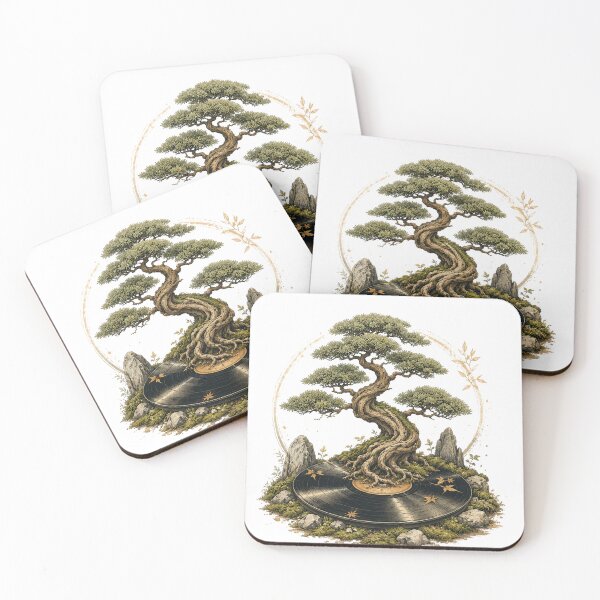 Item preview, Zen Vinyl Bonsai | Japanese Vintage Botanical Record Illustration designed and sold by Golden Era Studio.