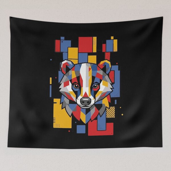 Item preview, Funny Badger Colorful Blocks Geometric Art Boys Girls Kids designed and sold by FurryHavenPH.