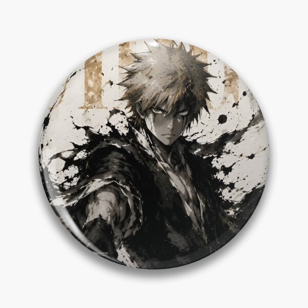 Item preview, Ichigo | Shattered Blade Samurai – Black Gold Japanese Warrior | Ink Wash Anime Style Art designed and sold by Dyan4.