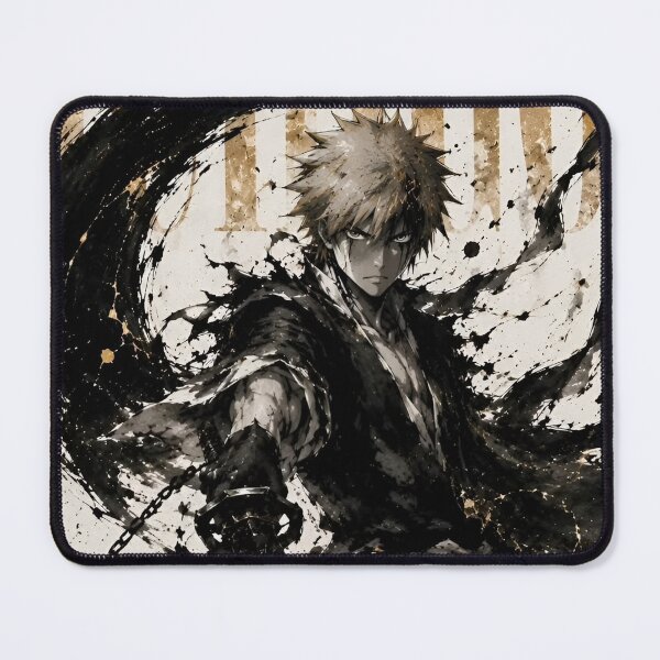 Item preview, Ichigo | Shattered Blade Samurai – Black Gold Japanese Warrior | Ink Wash Anime Style Art designed and sold by Dyan4.