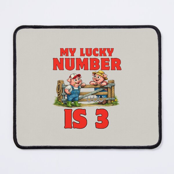 Item preview, My lucky number is three, two pigs dressed as farmers designed and sold by BritishDelights.