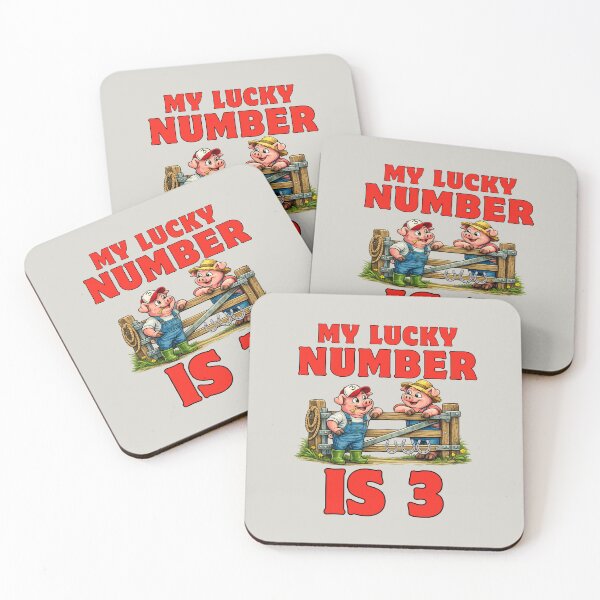 Item preview, My lucky number is three, two pigs dressed as farmers designed and sold by BritishDelights.