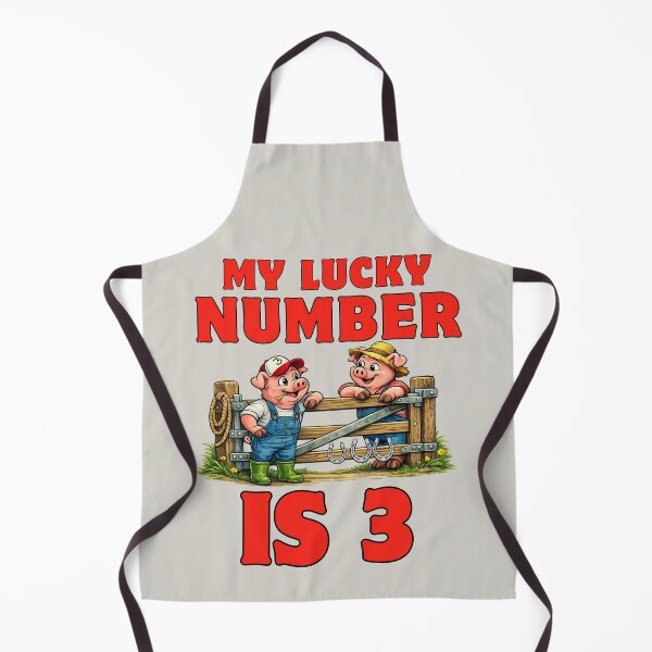 Item preview, My lucky number is three, two pigs dressed as farmers designed and sold by BritishDelights.