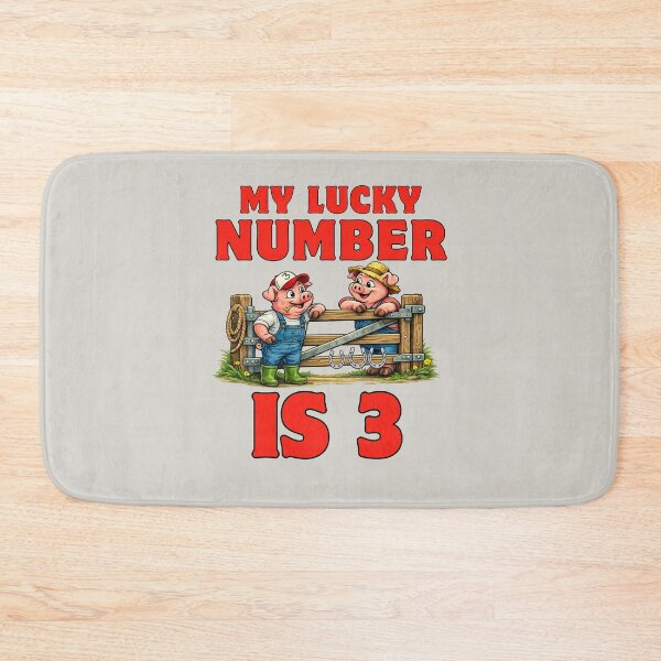 Item preview, My lucky number is three, two pigs dressed as farmers designed and sold by BritishDelights.