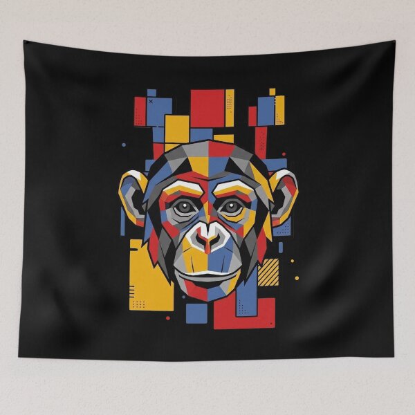 Item preview, Funny Chimpanzee Colorful Blocks Geometric Art Boys Girls Kids designed and sold by FurryHavenPH.