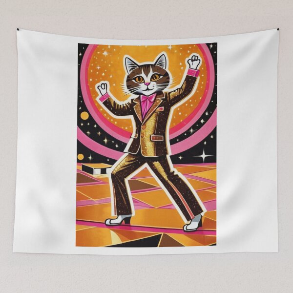 Aperçu de l'œuvre Art - Stylized feline character, Retro psychedelic illustration créée et vendue par World-Pets.