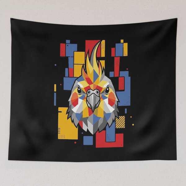 Item preview, Funny Cockatiel Bird Colorful Blocks Geometric Art Boys Girls Kids designed and sold by FurryHavenPH.