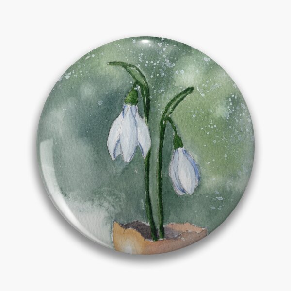 Item preview, Snowflake Flower in Eggshell Watercolor – Green Botanical Aesthetic | Winter Spring Floral Art designed and sold by Tsveti_watercolors.