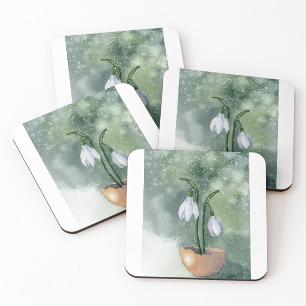 Item preview, Snowflake Flower in Eggshell Watercolor – Green Botanical Aesthetic | Winter Spring Floral Art designed and sold by Tsveti_watercolors.