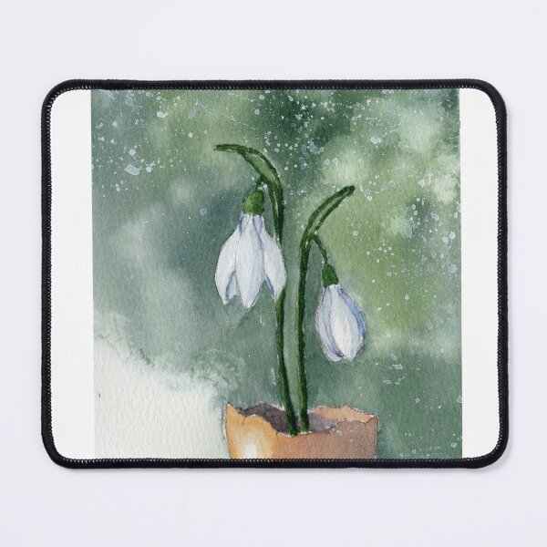 Item preview, Snowflake Flower in Eggshell Watercolor – Green Botanical Aesthetic | Winter Spring Floral Art designed and sold by Tsveti_watercolors.