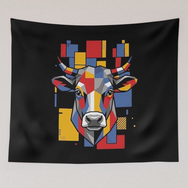 Item preview, Funny Cow Colorful Blocks Geometric Art Boys Girls Kids designed and sold by FurryHavenPH.