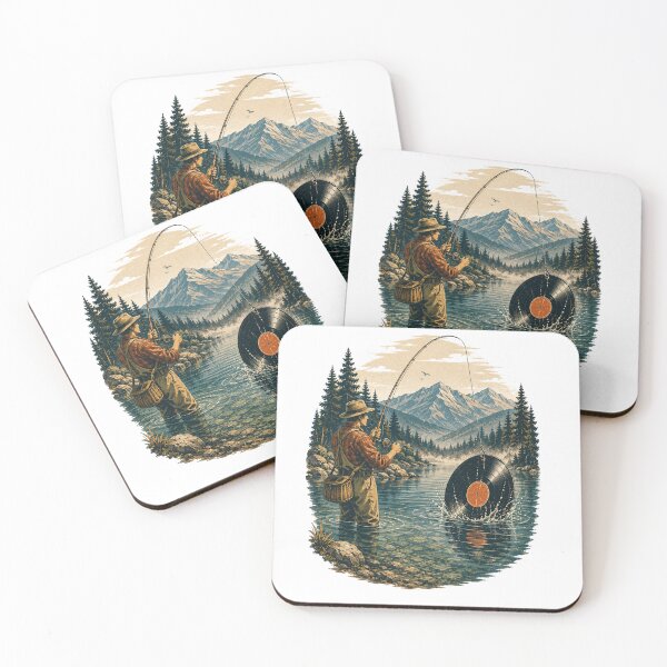 Item preview, The Perfect Catch | Vintage Vinyl Fishing National Park Illustration designed and sold by Golden Era Studio.