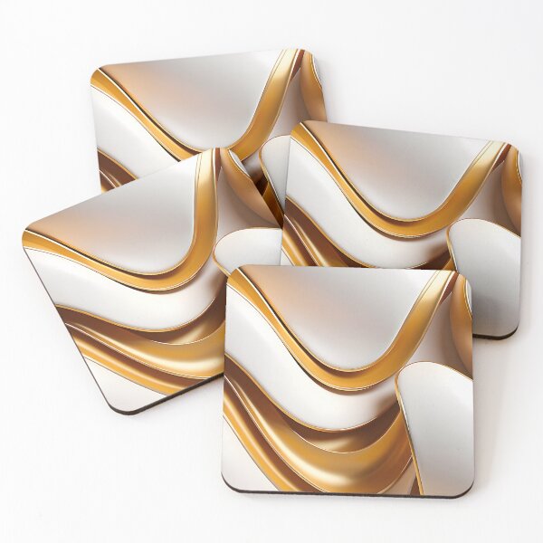 Item preview, Luxury White and Gold Abstract Waves - Modern Minimalist Art designed and sold by CuteSlothWorld.