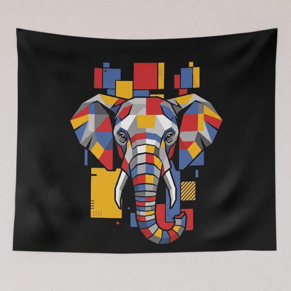 Item preview, Funny Elephant Colorful Blocks Geometric Art Boys Girls Kids designed and sold by FurryHavenPH.